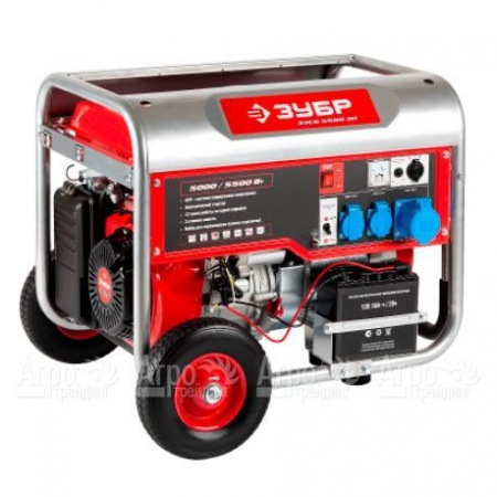 Бензогенератор Зубр ЗЭСБ-5500-ЭН 5.5 кВт с электростартером, колесами и рукояткой  в Волгограде